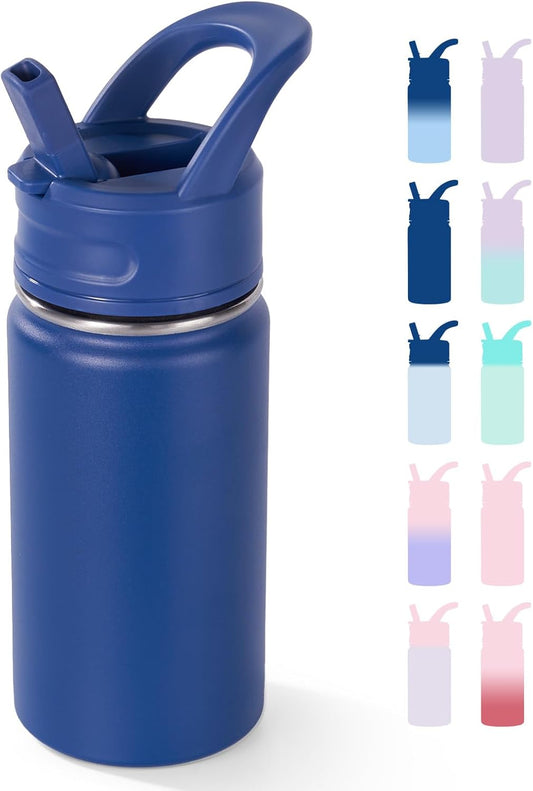 12oz Kids Water Bottle for School, Toddler Water Bottles with Straws, 