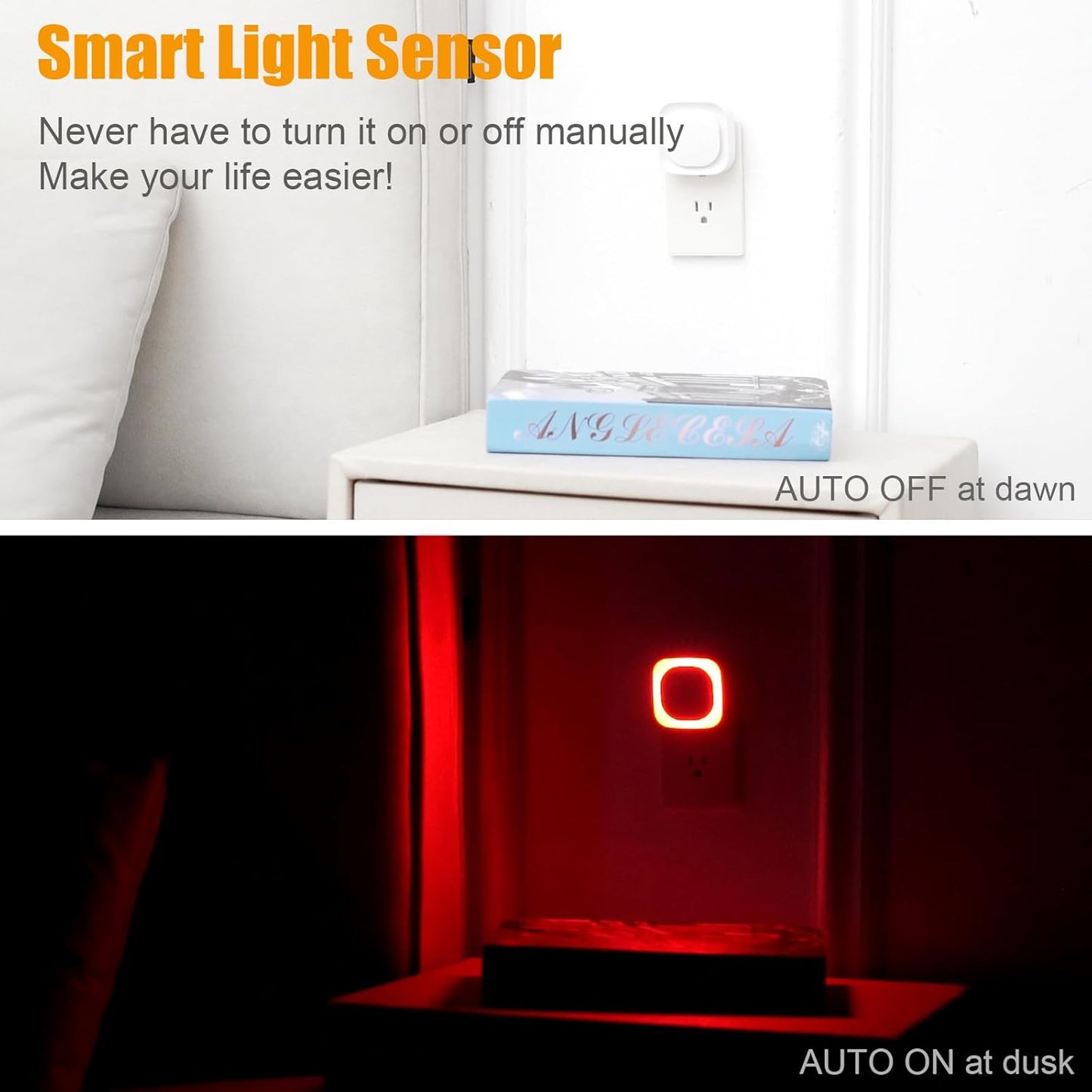 2 Pack Plug in Red Sleep Night Light, Auto Dusk to Dawn, Soft Glow, Dimmable Diffused Light, Led Lights for Bedroom, Sleep, Baby Nursery, Kids, Toddler, Bathroom, Hallway, Home Decor
