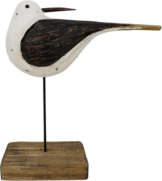 Aecipl Wooden Sea Bird Statue Seagull On Stand Decor Nautical Coastal 