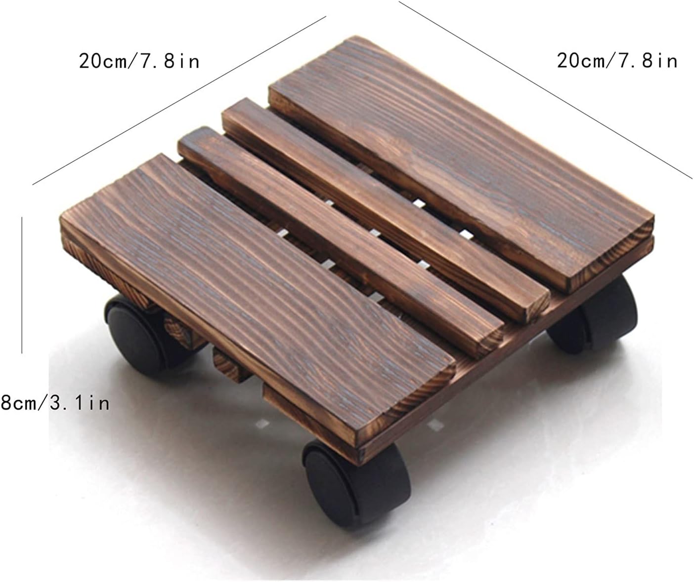 Wooden Vase Base Wooden Movable Potted Plant Square Flower Pot Stand with Wheels Rack On Rollers Dolly Holder for Home Garden Planter Trolley Wooden Vase Stand