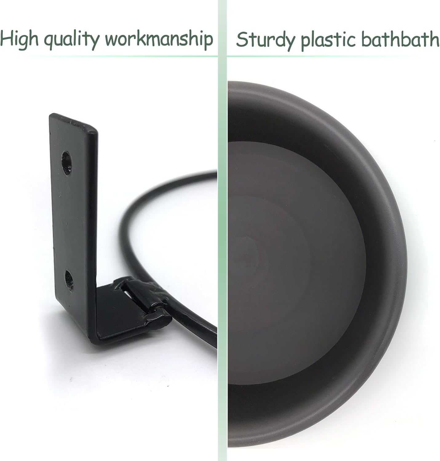 2 Bird Feeders Tree Mounted with Heavy Duty Sturdy Steel, 9.15” in Diameter×1.53" Deep Dark Brown Bird Bath Tray,Installed on Wooden Fences, Trees, Deck,Indoor and Outdoor Walls