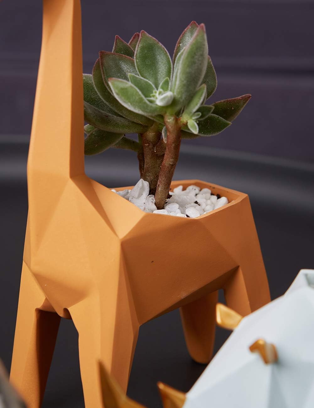 HAUCOZE Giraffe Planter Gifts Statue Animal Sculpture Decor Modern Figurine Arts Polyresin 9.3inch
