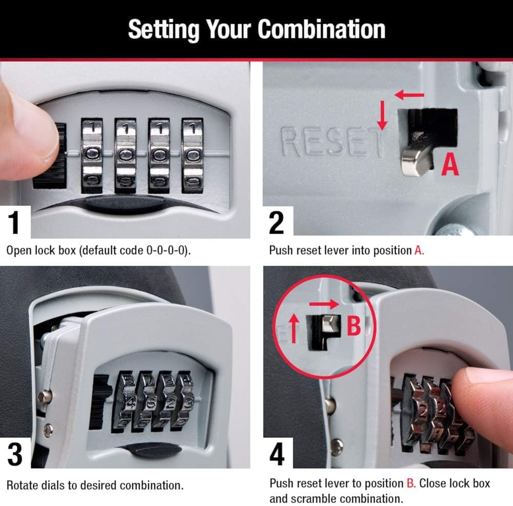 Master Lock Set Your Own combination Wall Mount Lock Box, 5 Key capacity, Black 5401EC