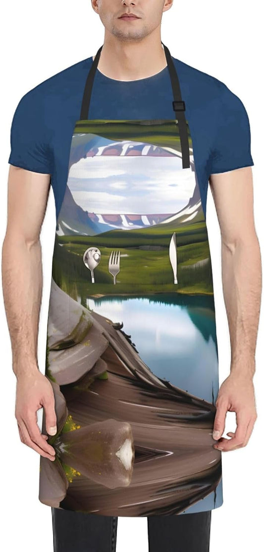 Glacier National Park Print 28x33 In Adult Kitchen Apron with Pockets 