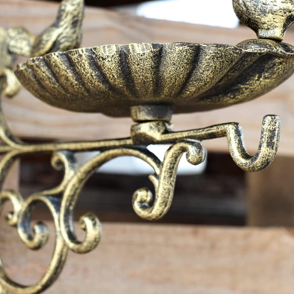 Cast Iron Wall Bird Feeder,Gold Wild Life Birds Bath for Outdoors,Pati