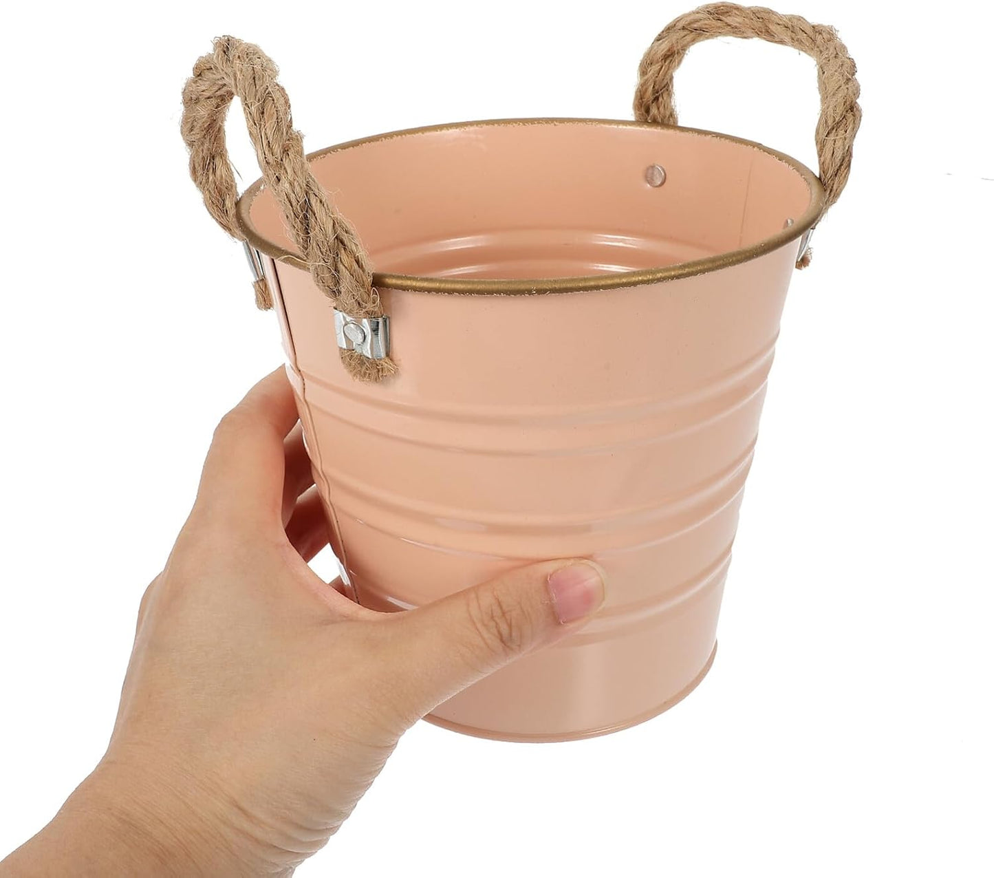 Milisten Retro Iron Flower Bucket Vase for Small Plants, 13x12x9.5 Inc