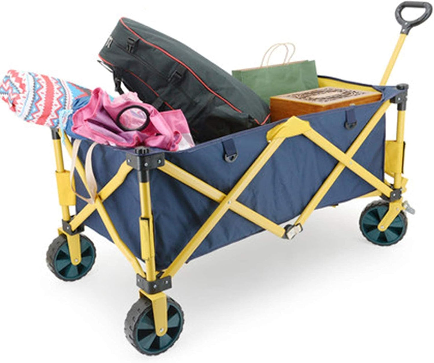Garden Trolley Outdoor Four-Wheel Trolley Camping Car Portable Folding Trolley Shopping Fishing Trolley Carts Easy Transport