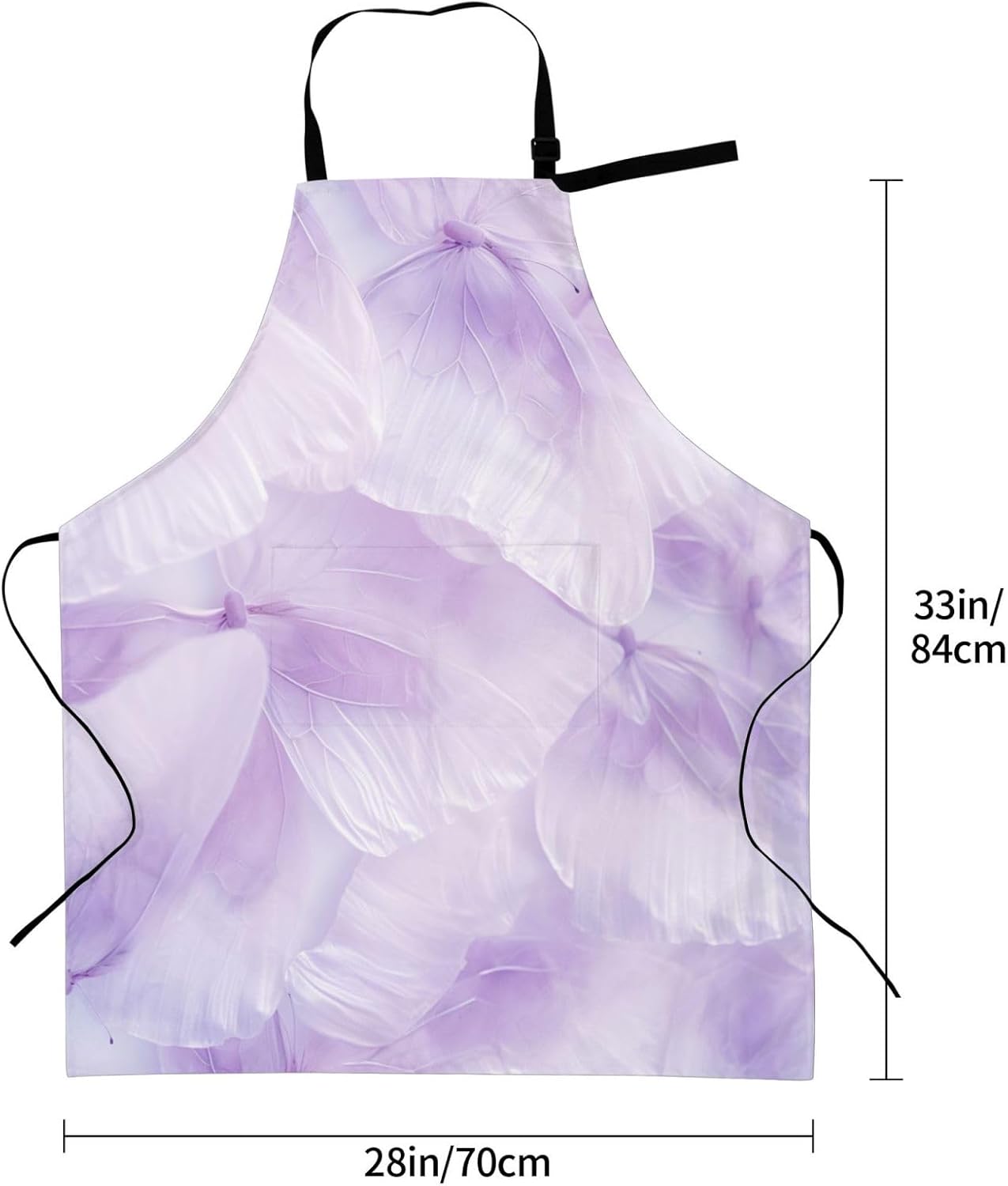 purple cute butterfly print Waterproof chef's apron with pocket apron for kitchen cooking baking barbecue and gardening