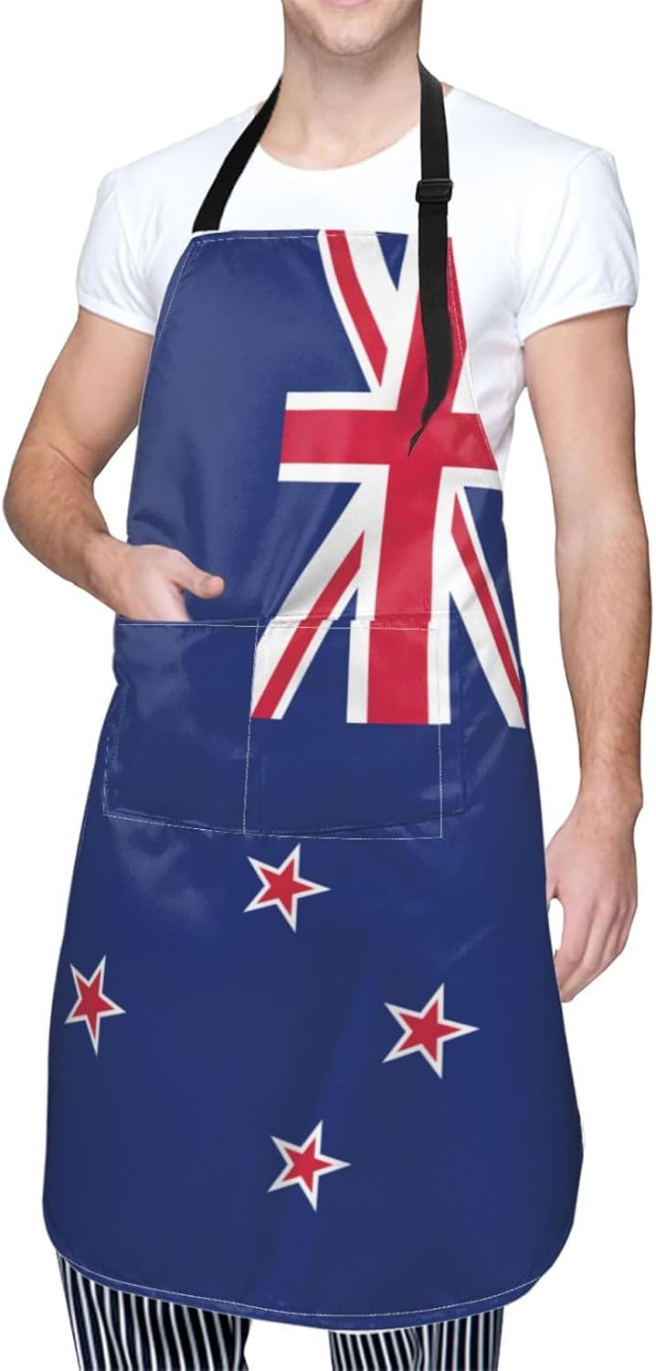 New Zealand Flag print Waterproof chef's apron with pocket apron for k