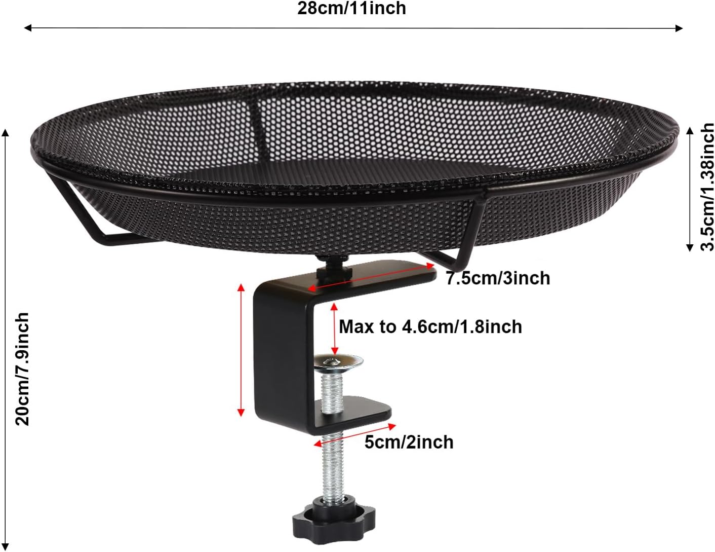 Deck Mounted Bird Feeder Bowl with 1.8 inch Thick Iron Clamp - Detachable Outdoor Decor for Garden Backyard Patio and Deck - Perfect for Attracting Birds