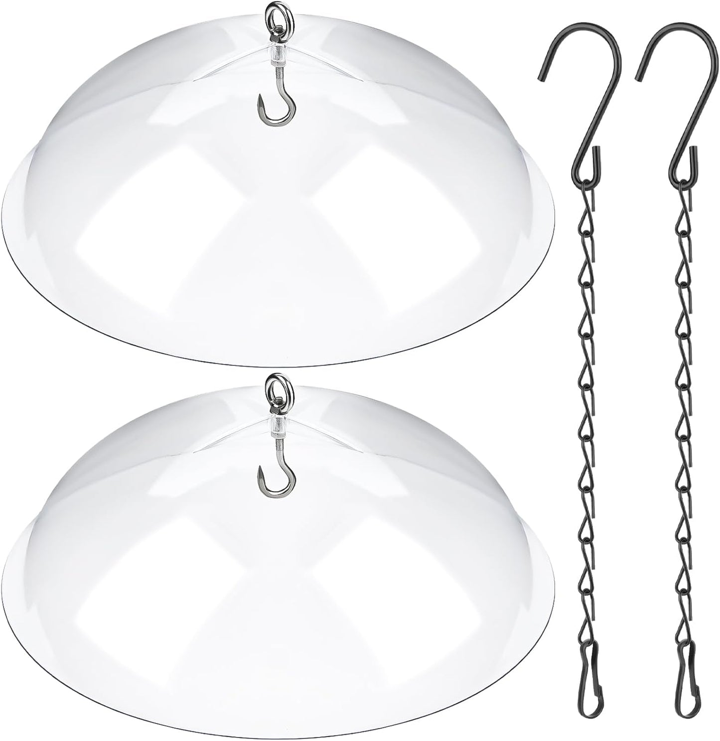 2 Pcs Bird Feeders Protective Cover Clear Squirrel Baffle Bird Feeder Squirrel Guard Round Protective Dome Rain Protective Cover with Chains for Hanging Bird Feeders Outdoor Garden - 10''