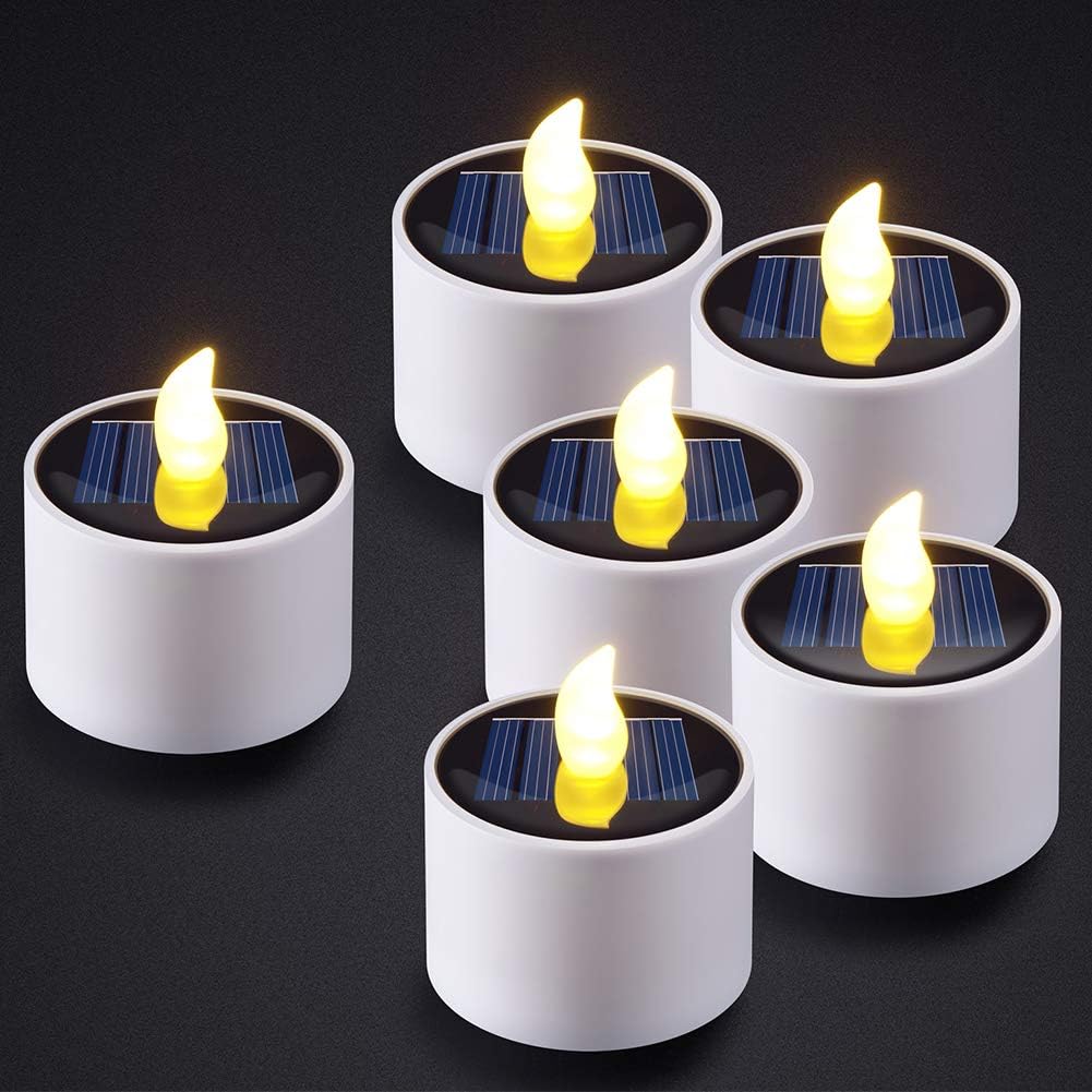 PChero Solar Candles Outdoor Waterproof, Pack of 6 LED Flameless Solar
