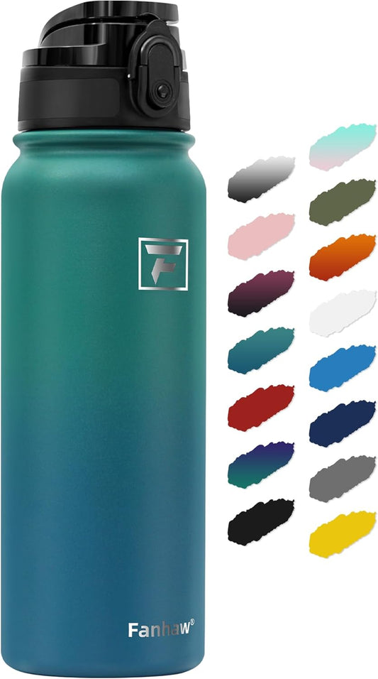 Fanhaw 20 oz Insulated Stainless Steel Water Bottle with Anti-Dust Chu
