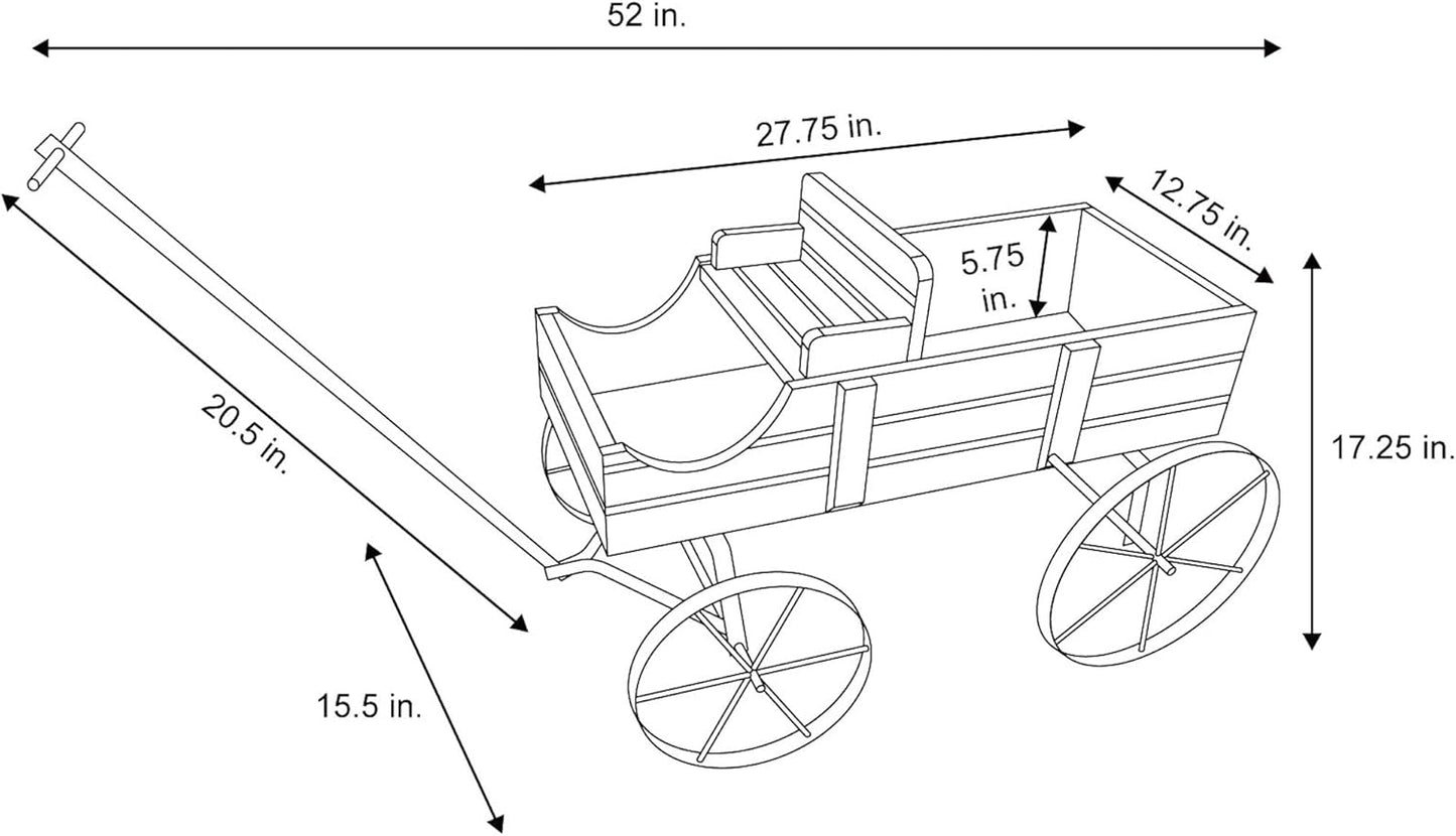Shine Company Decorative Large Buckboard Wagon Garden Planter - Green