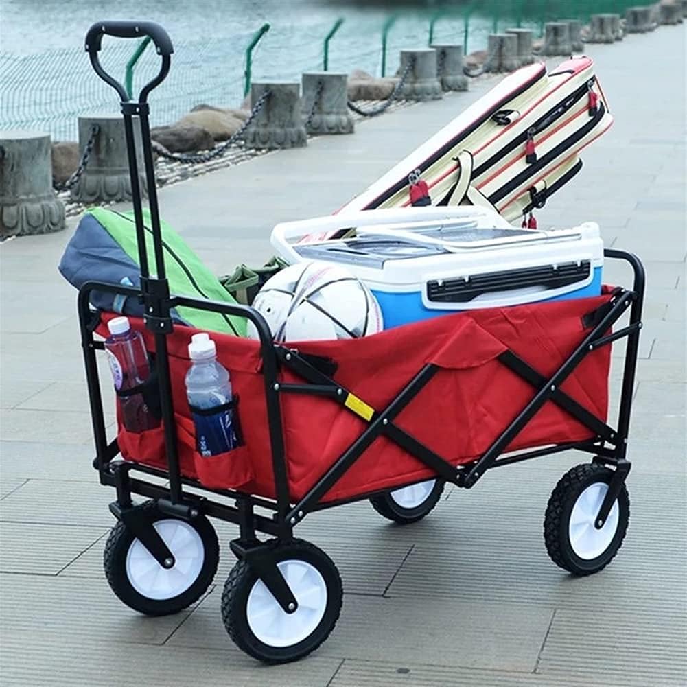 Shoppicart Outdoor Shoppicart Foldishoppitrolley Luggage Cart on Wheels for Shopping, Groceries, Laundry Grocery Cart Utility Cart/Red/a