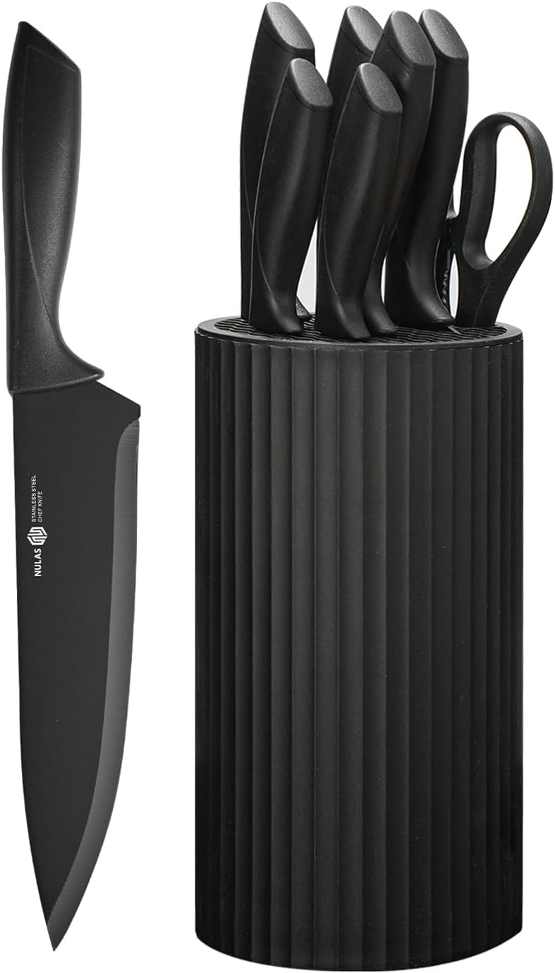 Knife Set, 8-Piece Kitchen Knife Set with Universal Block - Anti-Rust 