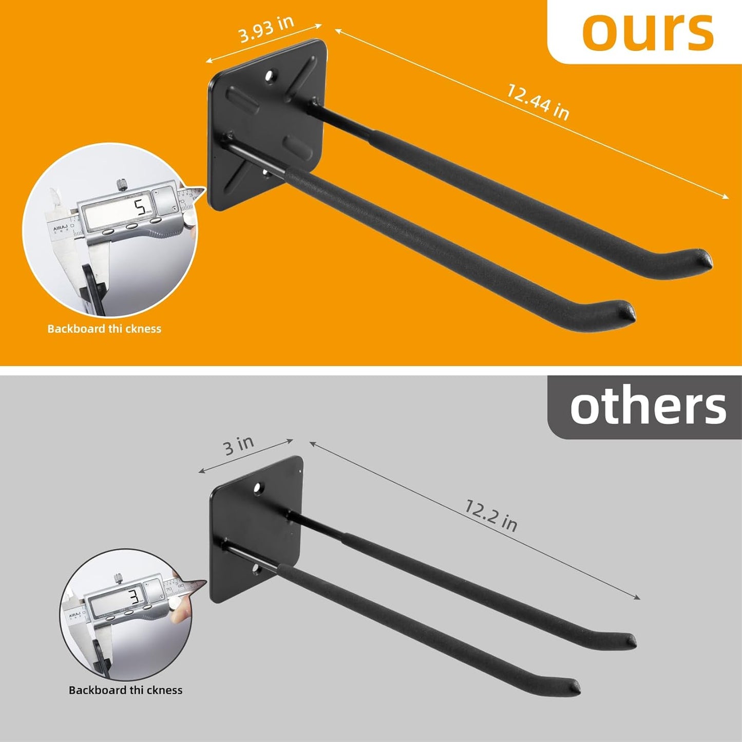 Sinoer Heavy Duty Garage Double Hooks, Ladder Hooks for Garage Wall Mount, 80KG Load Capacity, 32CM Extended Length, Multi-Functional Storage Hooks for Ladders, Bikes, Tools, Garden Equipment-(2 Pack)