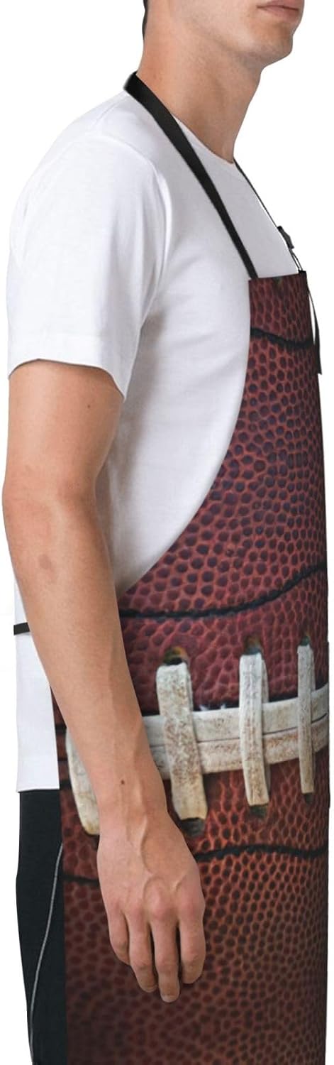 American Football Laces print Waterproof apron with pocket adjustable cooking apron for adult kitchen bibs to bake