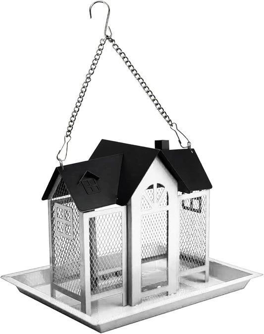 Metal Hanging Bird Feeder with 4Lbs Large Capacity Chew Proof Design for Wild Birds Heavy Duty Metal Bird Feeder