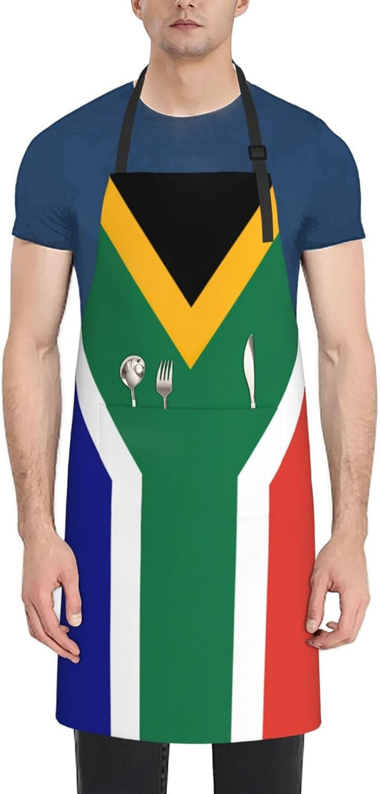 South African flag print Waterproof chef's apron with pocket apron for