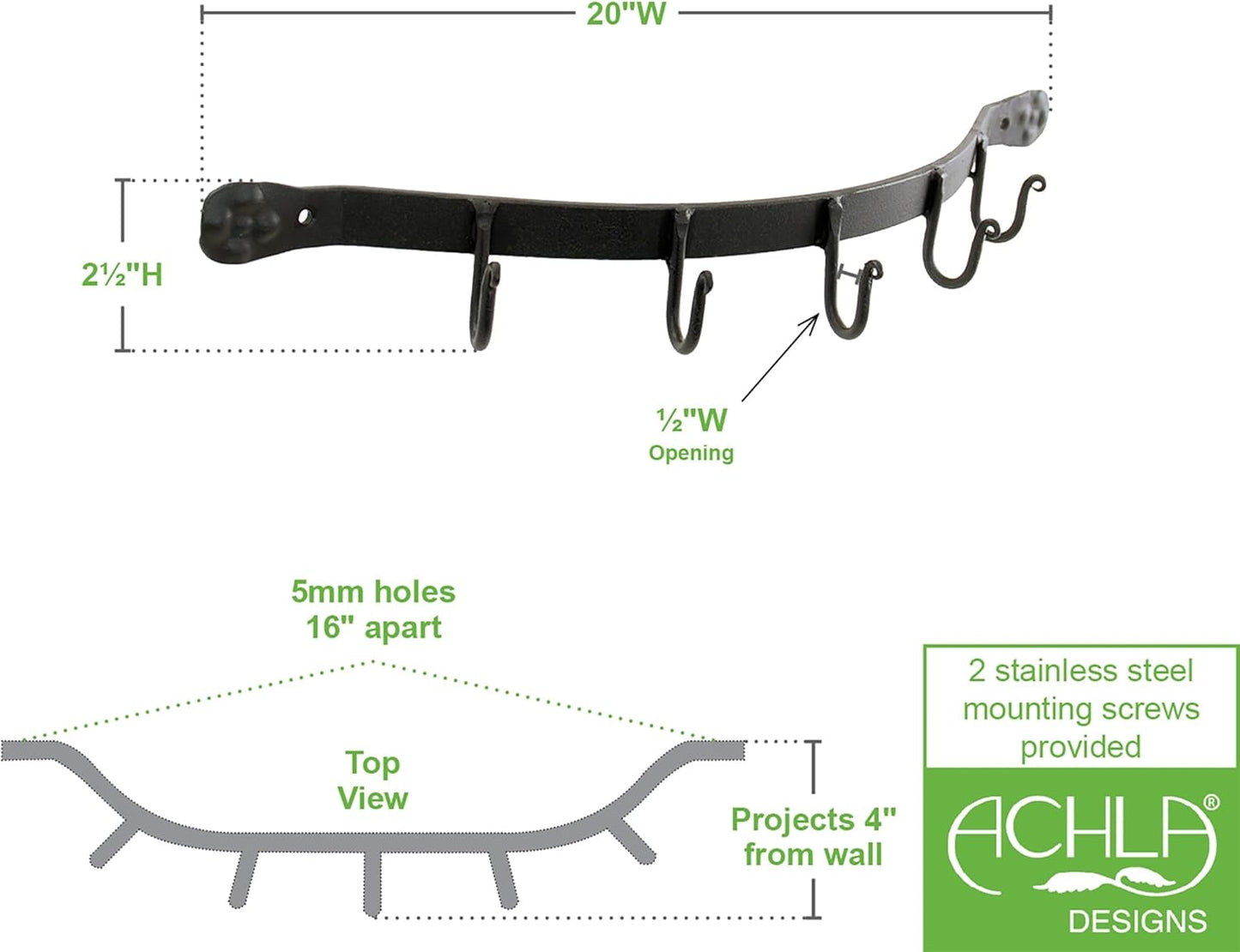 Garden Tool Bracket with 5 Hooks