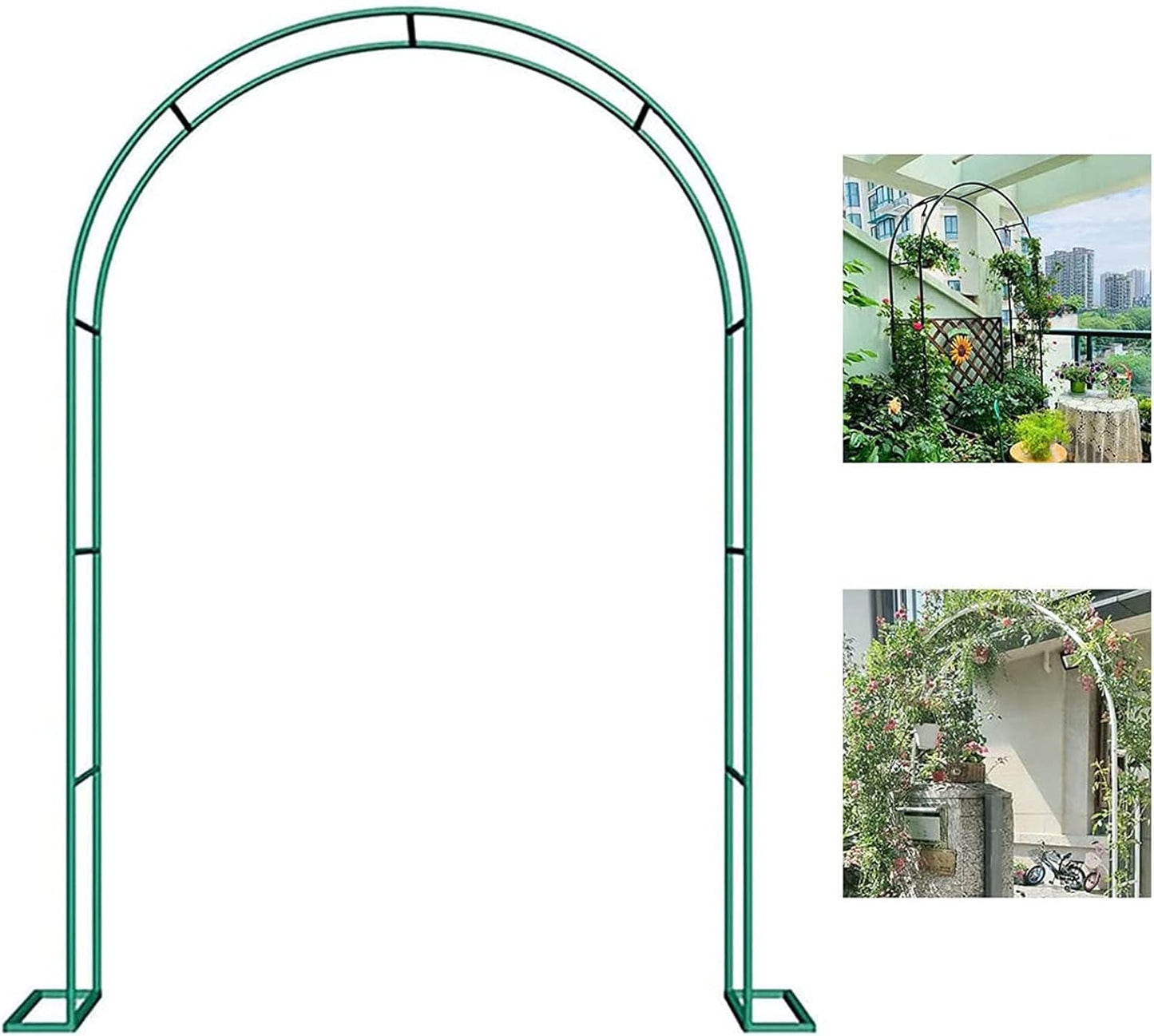 Metal Garden Arch Pergola for Climbing Plants, Trellis Support for Roses, Indoor/Outdoor Wedding Decor, Bridal Party Archway for Lawn, Patio, Courtyard (Green, 140x230cm