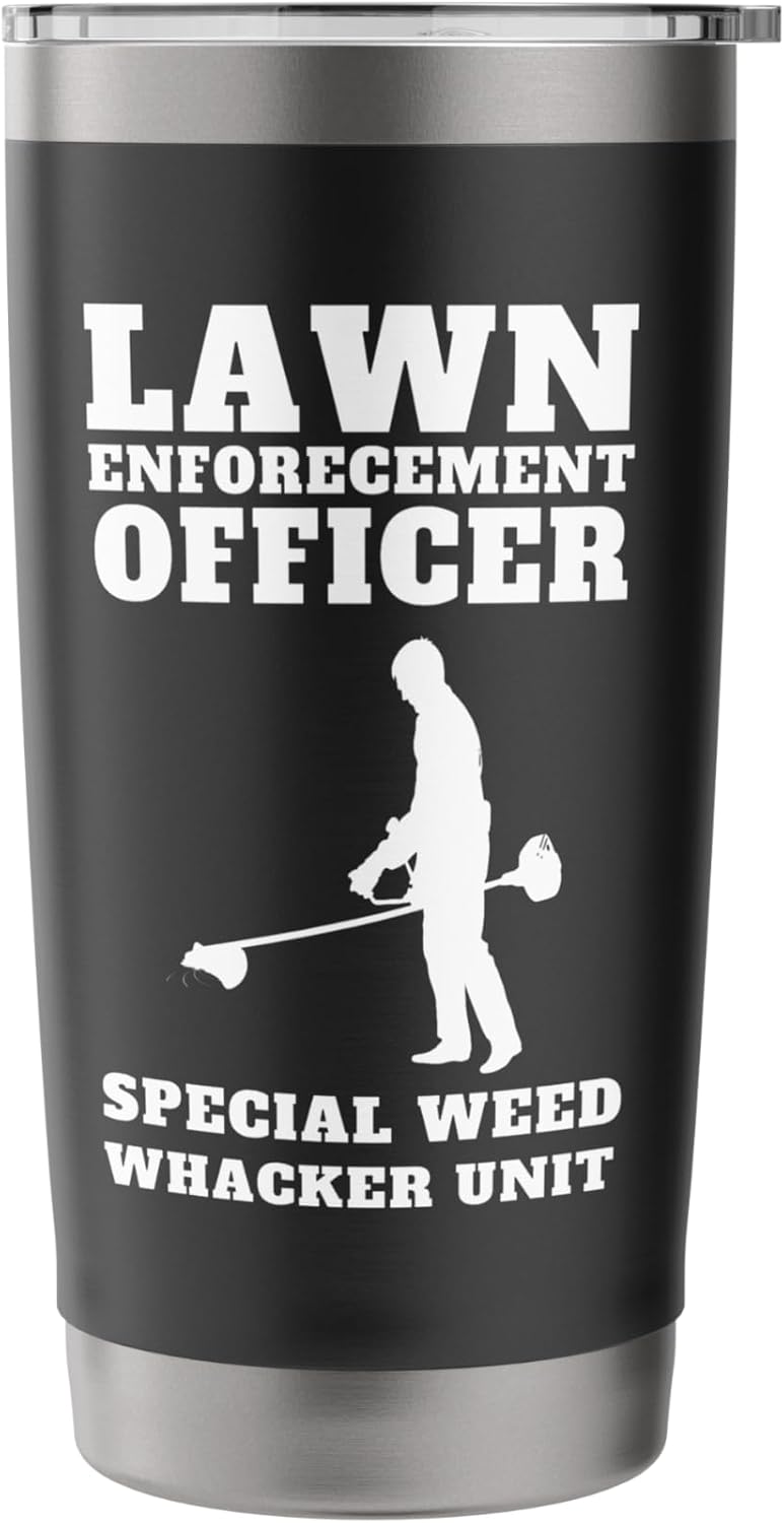 Funny Lawn Care officer weed whacker unit Men's Graphic Tee Stainless Steel Insulated Tumbler