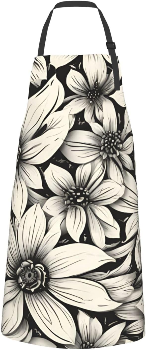 YANYU flower Print 28x33 In Kitchen Apron Stylish Chef Apron with Pock