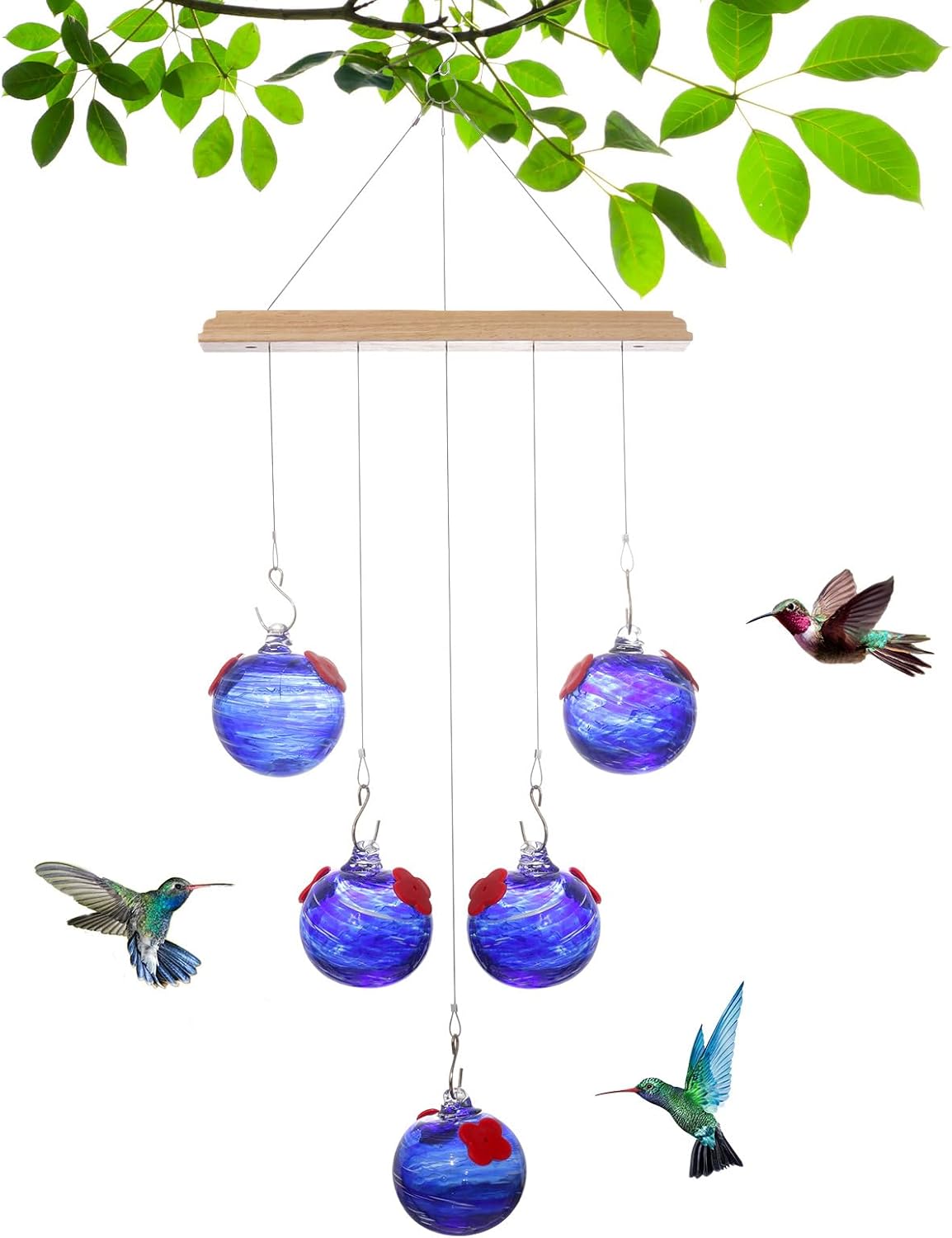 Hummingbirds Attractor Glass Feeders Leakproof Base for Nature Enthusi