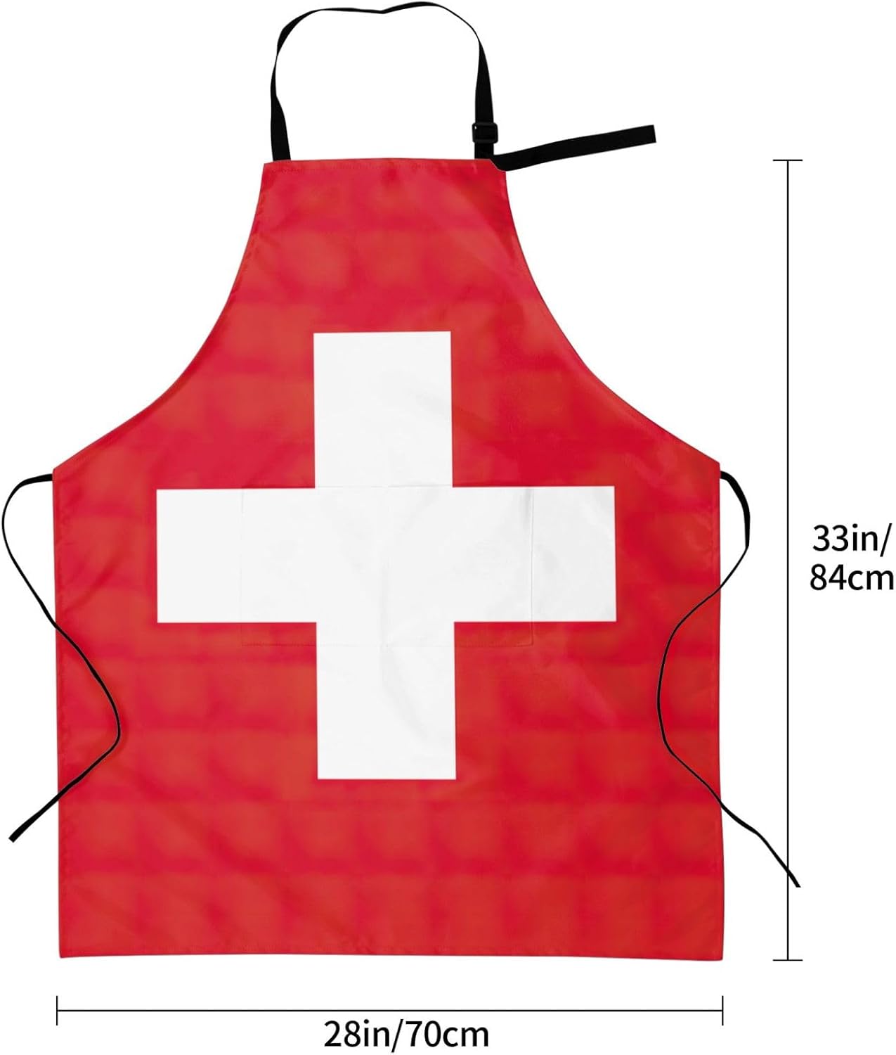 Swiss Flag print Waterproof chef's apron with pocket apron for kitchen cooking baking barbecue and gardening