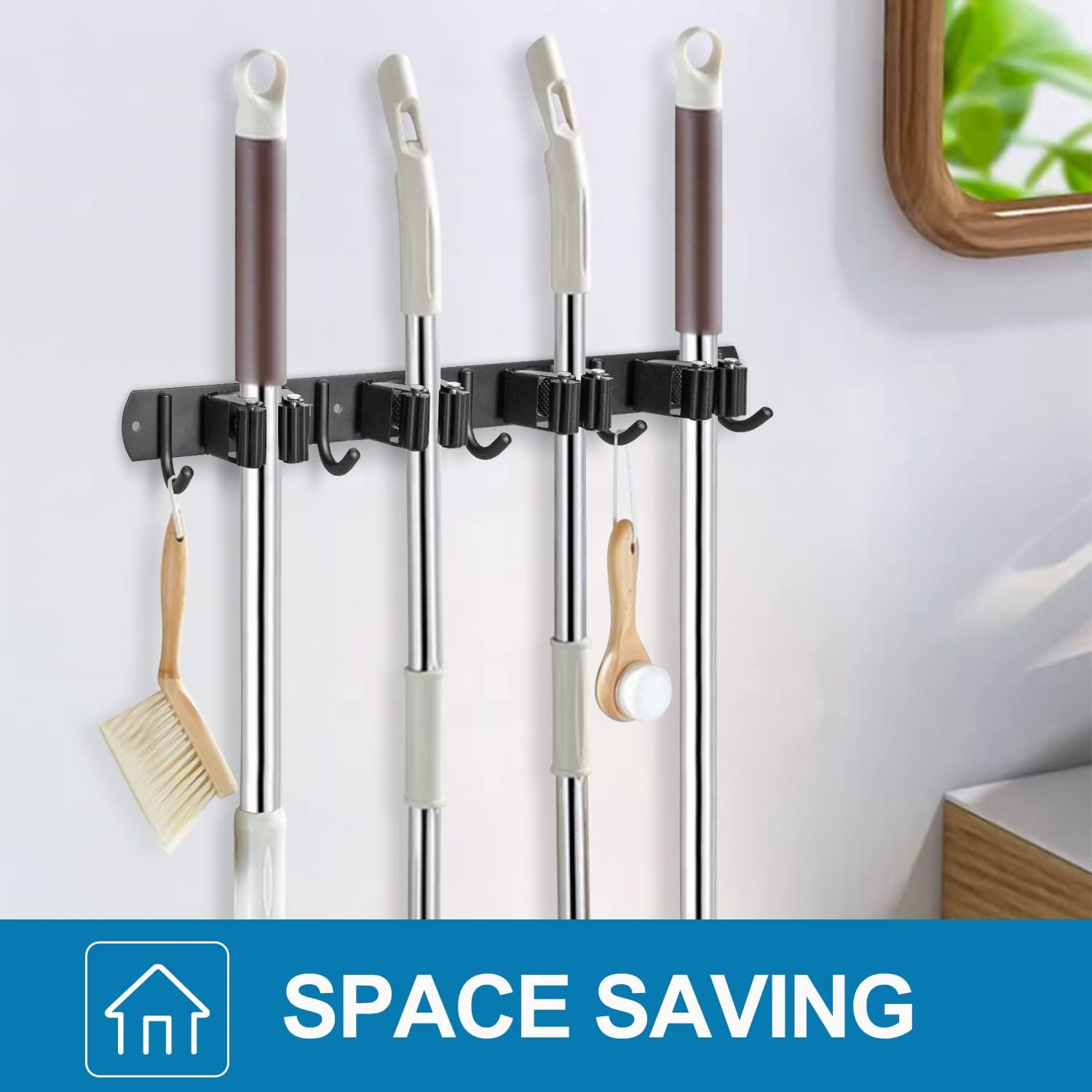 IMILLET 2 Pack Broom and Mop Holder Wall Mounted, Broom Holder Stainle