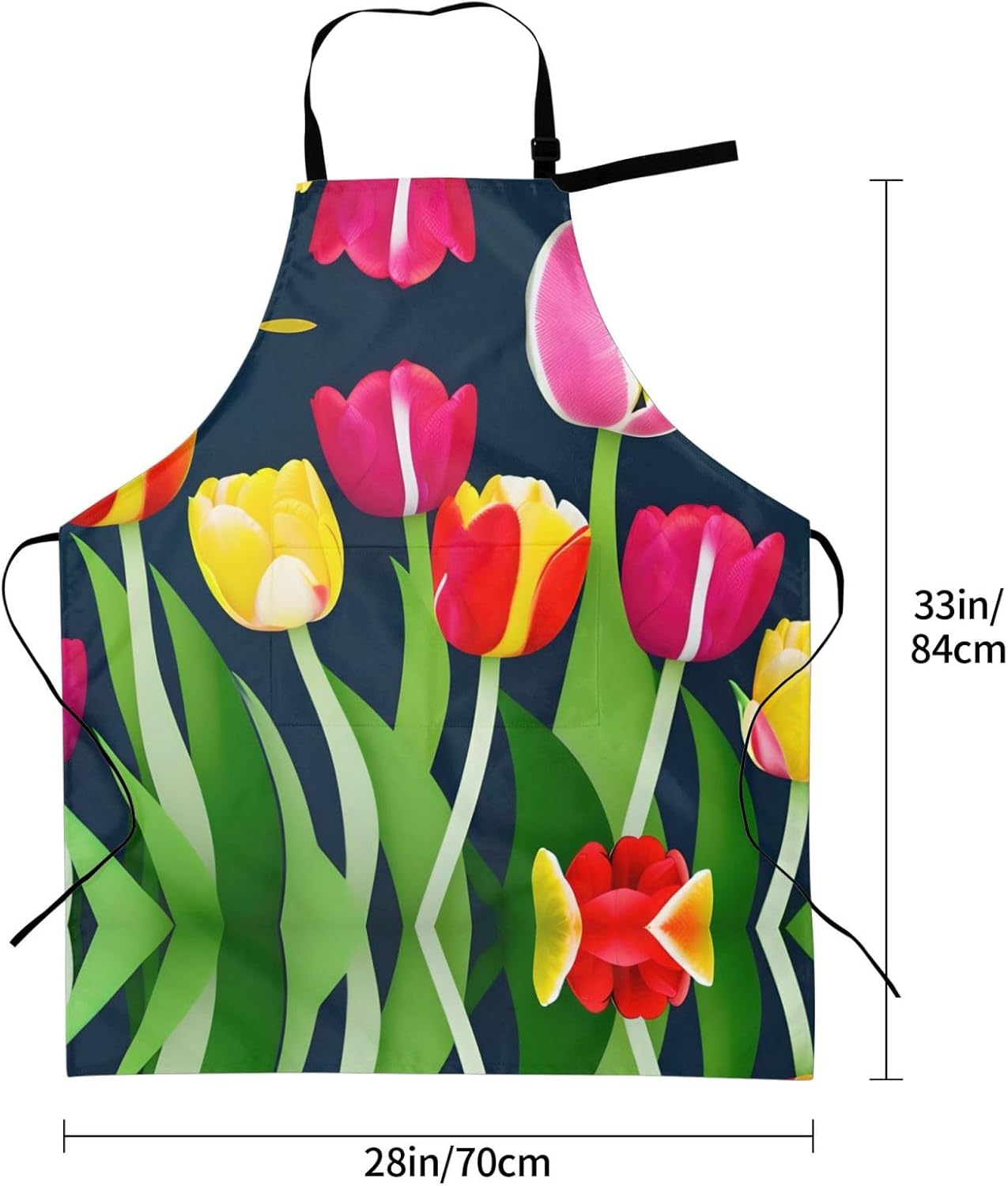 Colorful Tulips pattern Print Laundry apron 28x33 In Waterproof Kitche