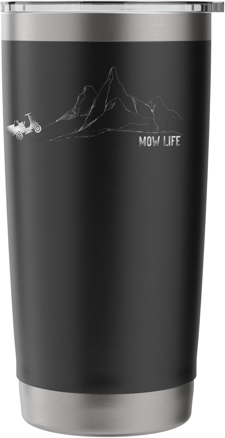 Lawn Mower Mowing Dad Father Landscaper Tractor Mow Life Stainless Steel Insulated Tumbler