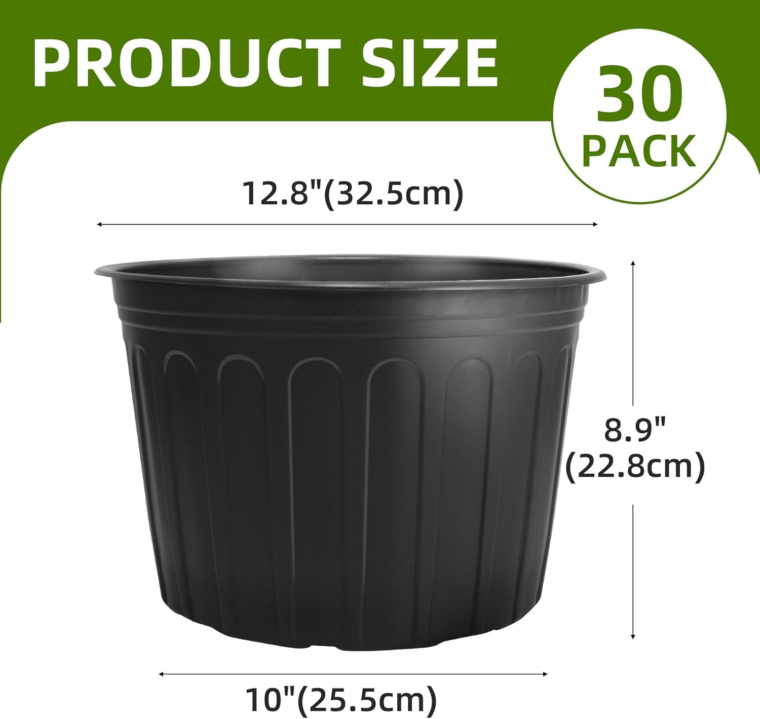 30 Pack 5 Gallon Plastic Nursery Pots,12.8 Inch Thickened Soft Plant P