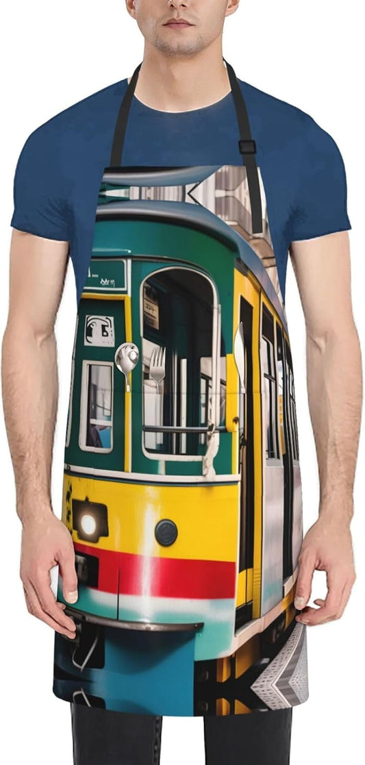 lisbon tram Print Laundry apron 28x33 In Waterproof Kitchen Apron with