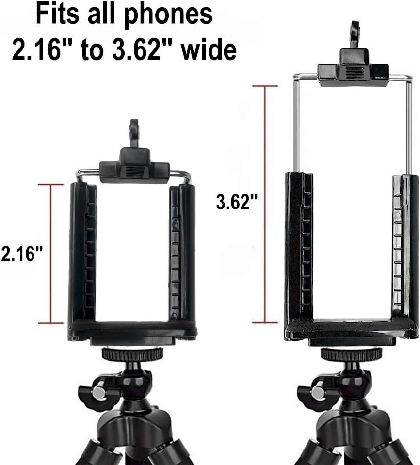 DaVoice Tripod Phone Mount 1/4" Screw Adapter, Compatible with iPhone Samsung and Cell Phones, Adjustable Smartphone Holder Attachment Clip for Tripod Camera Stand, Sturdy Universal Clamp (Black)