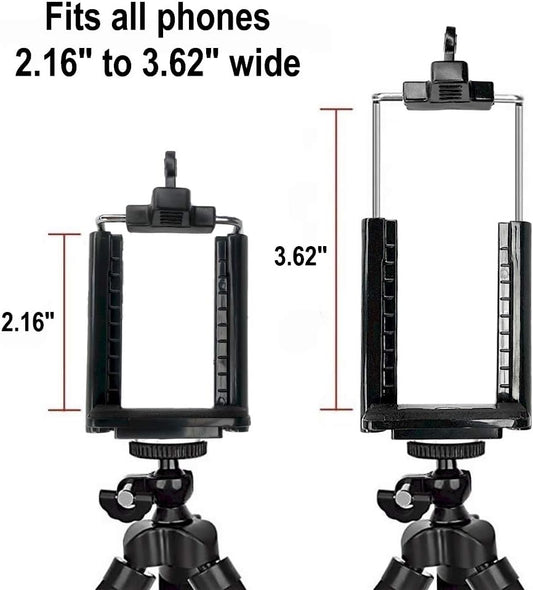 DaVoice Tripod Phone Mount 1/4" Screw Adapter, Compatible with iPhone Samsung and Cell Phones, Adjustable Smartphone Holder Attachment Clip for Tripod Camera Stand, Sturdy Universal Clamp (Black)