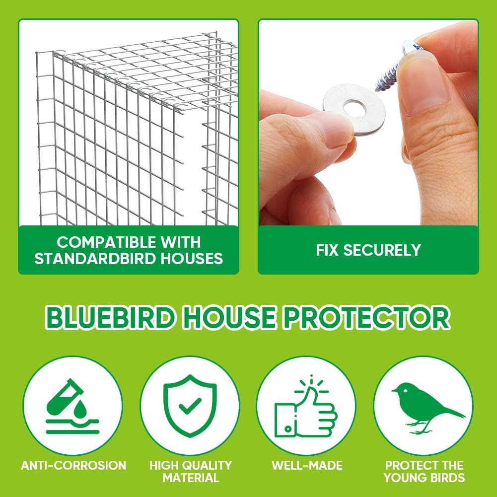 Bluebird House Protector Guards - 2 Pcs Bird House Wire Entrance Guard - Metal Bird House Hole Protector for Eastern Bluebird Houses & Their Bird Babies Safe