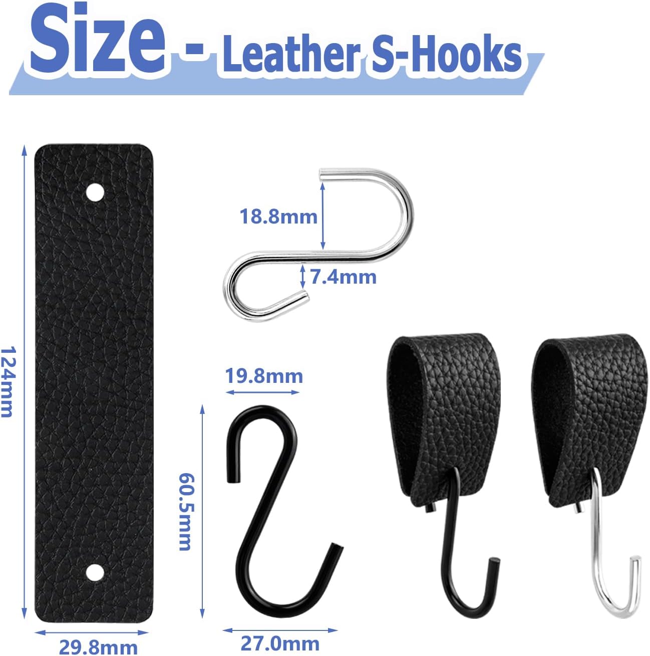 Mesee 10 Pieces Leather S-Hooks Multifunctional S Hook with Leather Lo