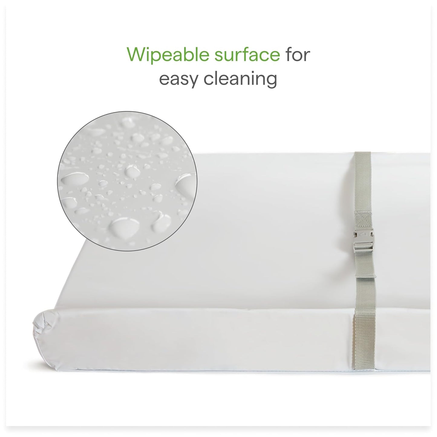 Munchkin Secure Grip Baby Diaper Changing Pad for Dresser, Waterproof and Wipeable, Contoured, Standard Size (14.75" x 31"), White