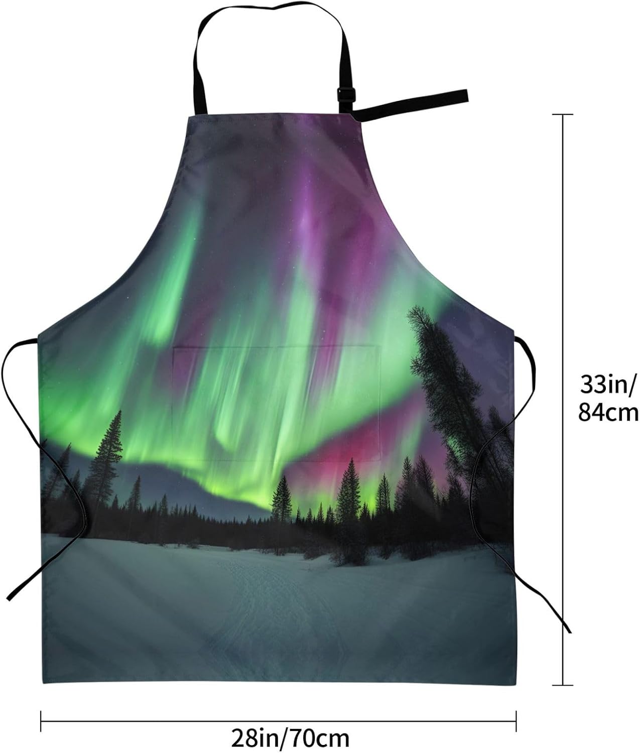 Northern Lights Painting print Waterproof chef's apron with pocket apron for kitchen cooking baking barbecue and gardening