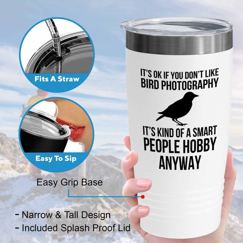 Birding White Edition Viking Tumbler 20oz - Don't like bird photograph