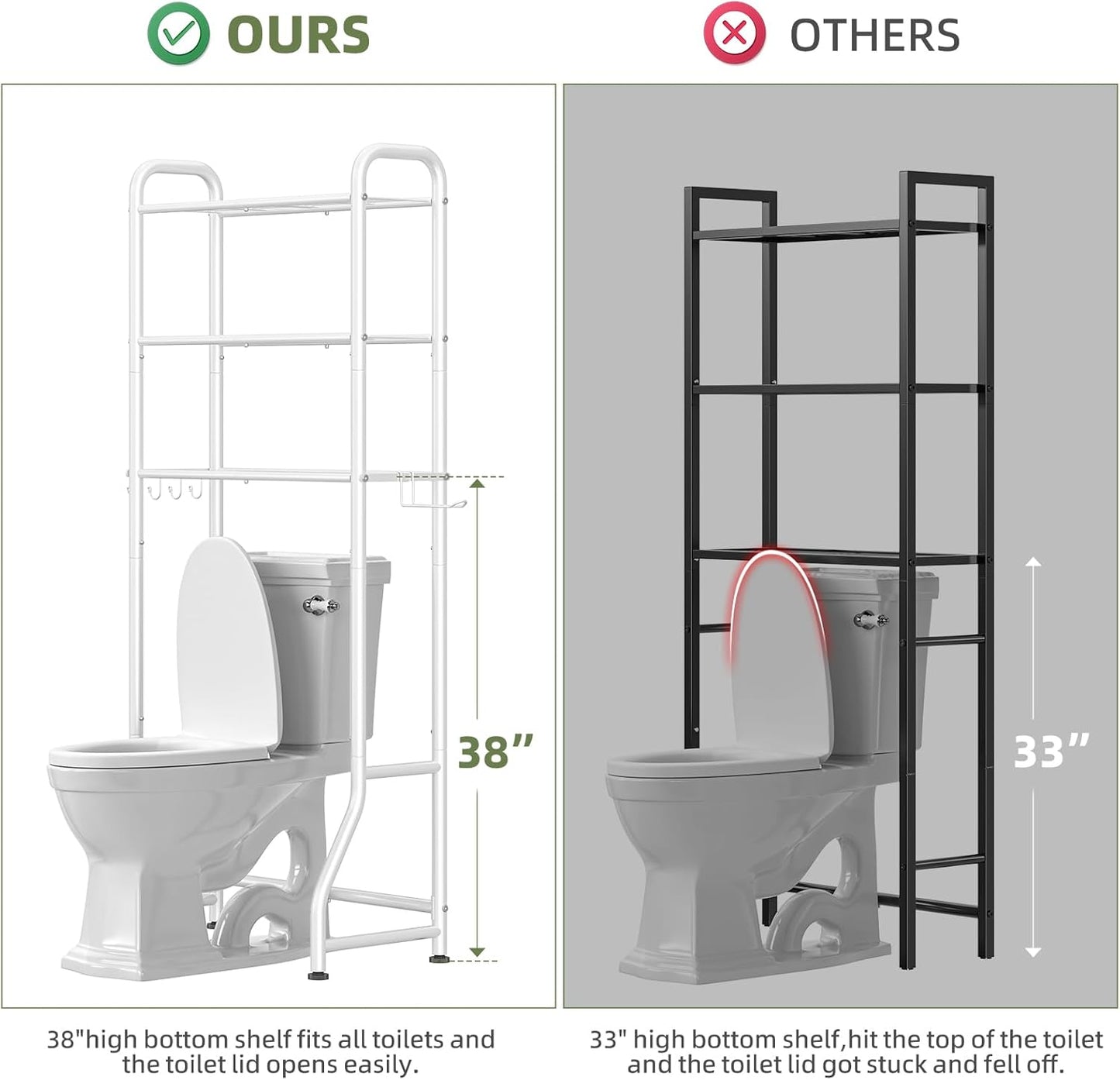 Simple Trending Over The Toilet Storage Rack, Metal 3 Tier Bathroom Or
