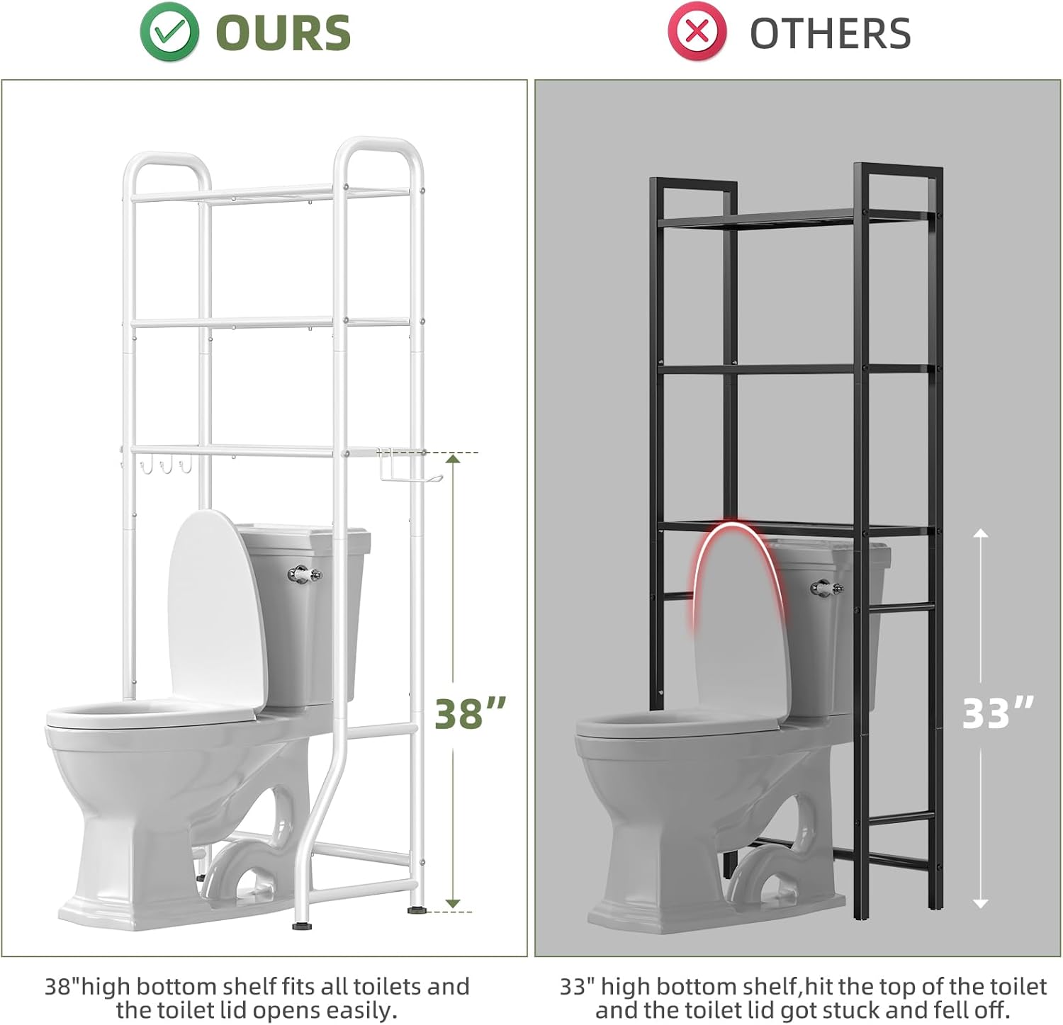 Simple Trending Over The Toilet Storage Rack, Metal 3 Tier Bathroom Or