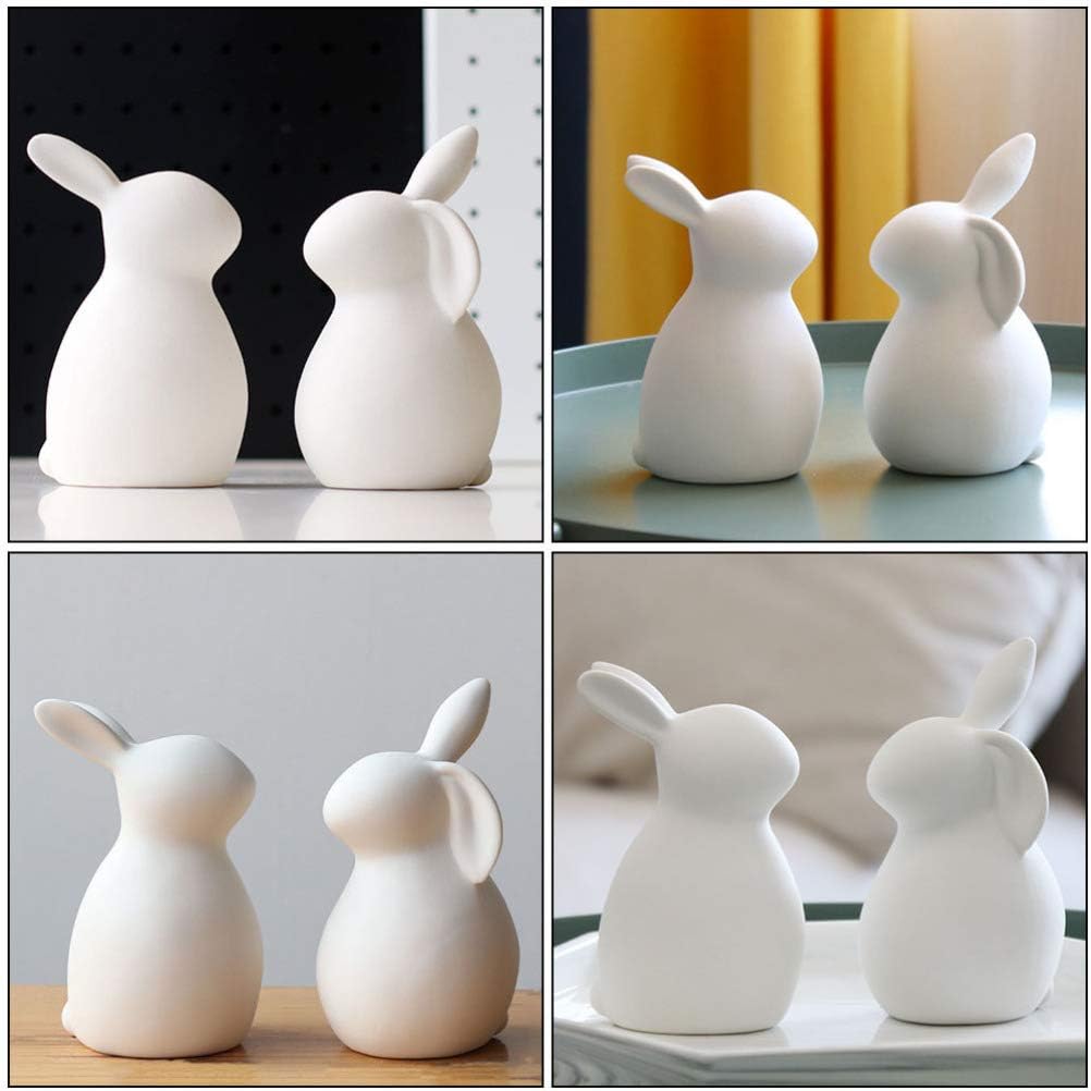 Homoyoyo Ceramic White Rabbit - Hand-Painted Ceramic Bunny Figurine El