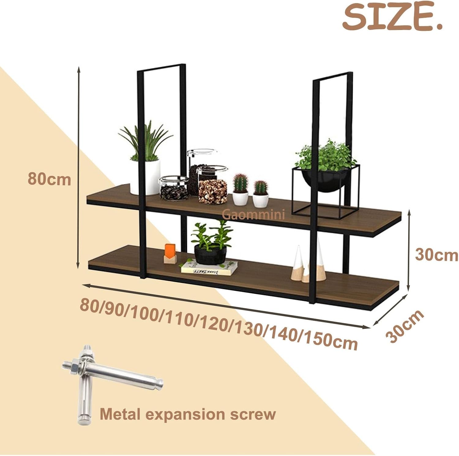 Floating Plant Shelf Wall Mounted Decorative Display Rack for Plants B