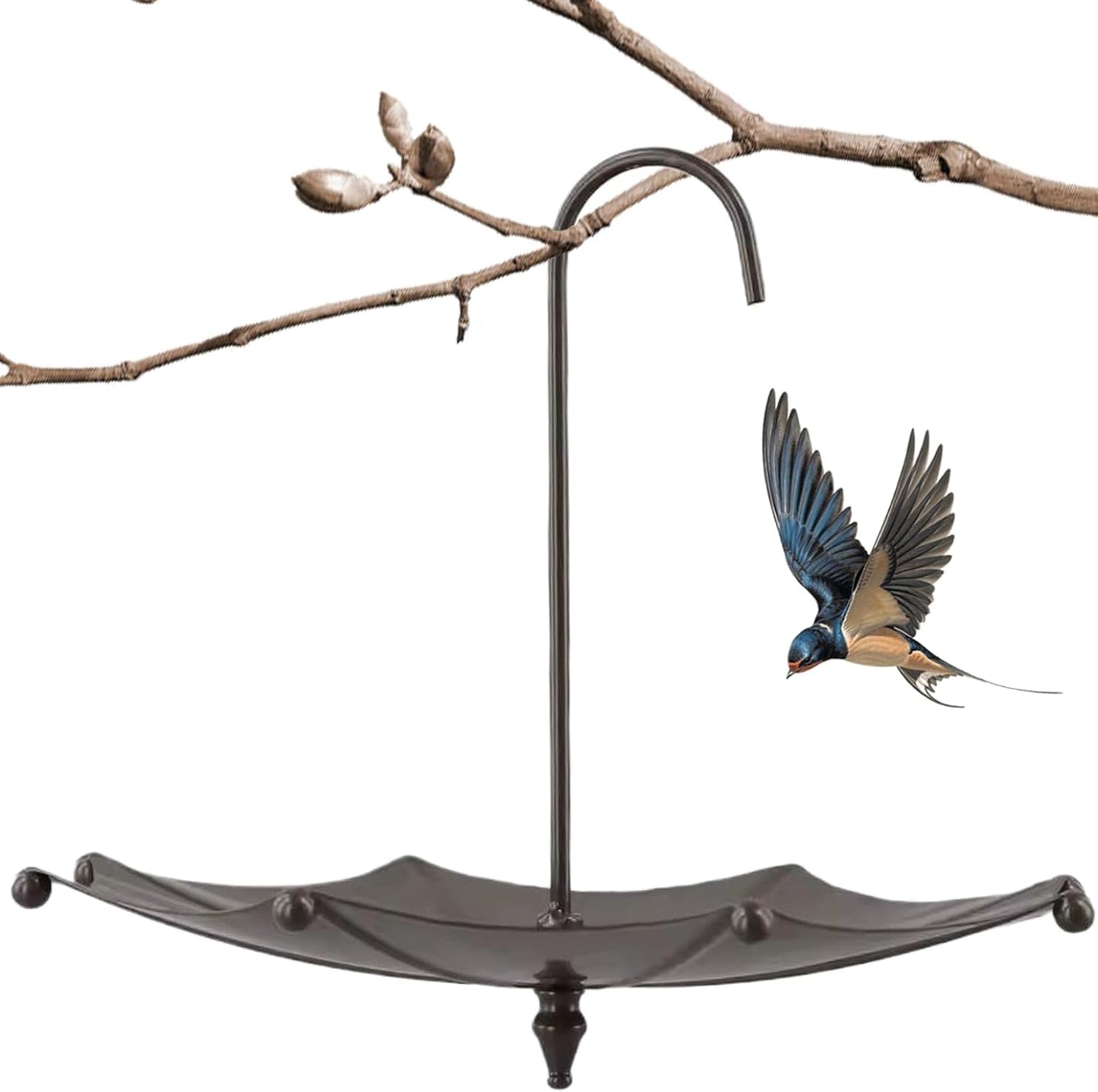 Umbrella Shaped Hanging Bird Feeder, Decorative Iron Feeding Station for Outdoor