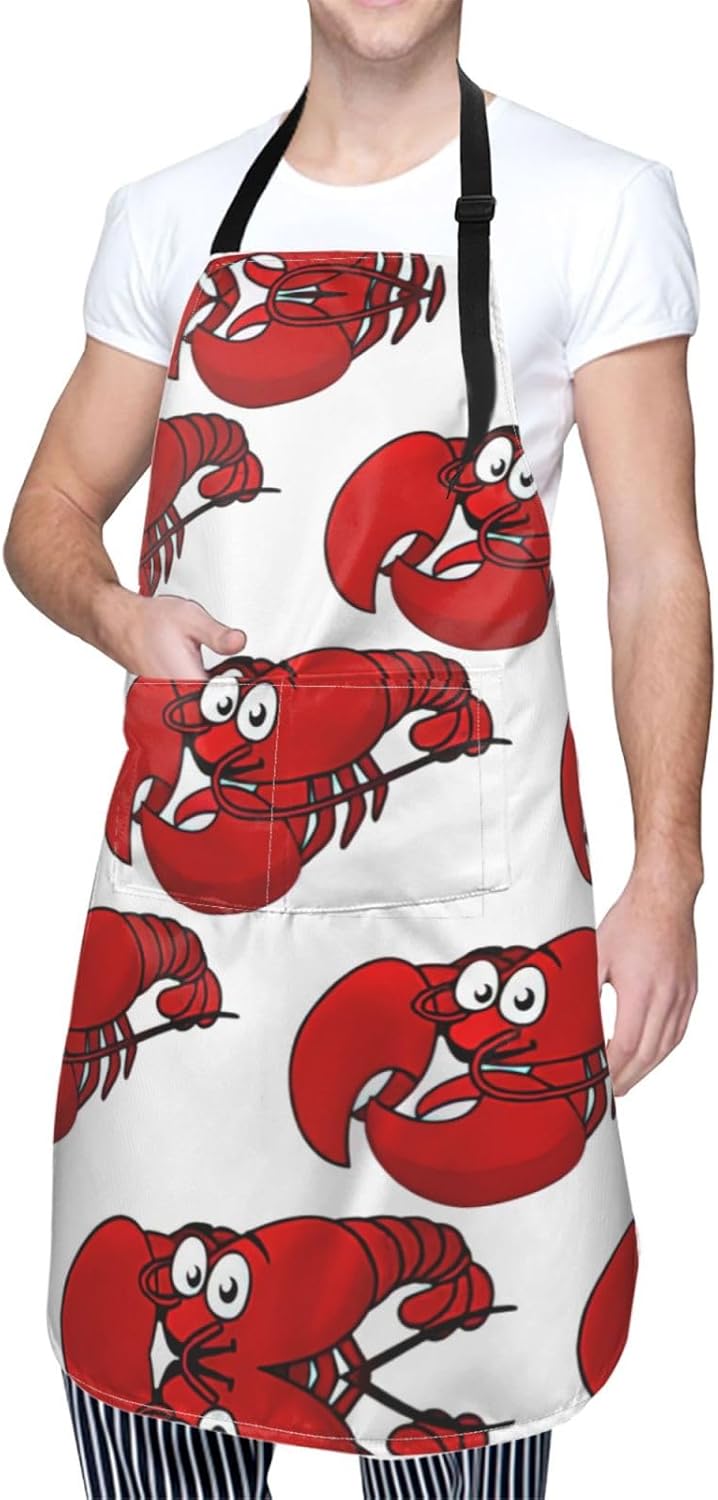 Red Lobster Print Print Laundry apron 28x33 In Waterproof Kitchen Apro