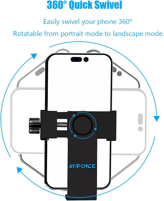 Cell Phone Tripod Mount Holder, Smartphone Tripod Cell Phone Holder Mount Adapter Clip, Digtal Camera Bracket Selfie Lens Monopod Adjustable Ring Light for Camcorder,Compatible for Most Cellphones