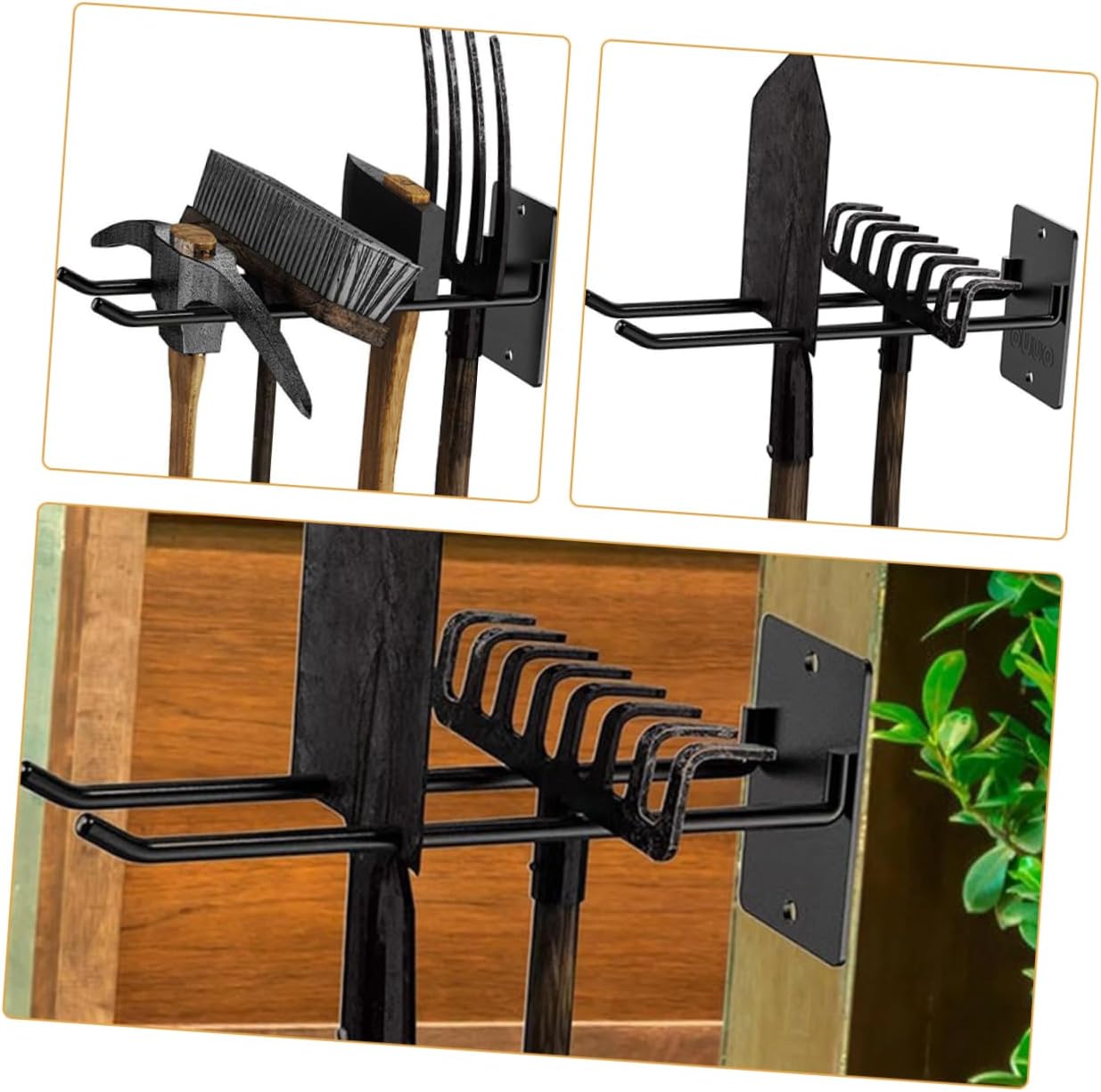 Milisten 2pcs Wall Mounted Garden Tool Organizer Heavy Duty Iron Rake 